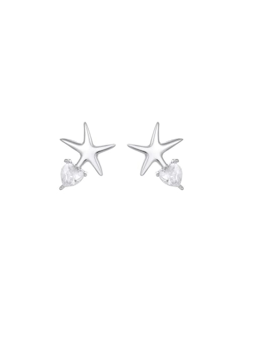 ES3130 [White Gold] 925 Sterling Silver Star Minimalist Stud Earring